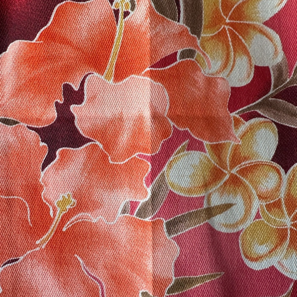 🌺 Cache Tropical Floral Wide Leg Pants Size 10 Red Orange Resort - Picture 2 of 8